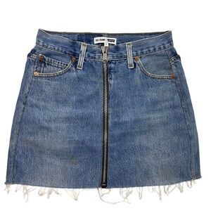 Re/Done Levi's Mini Skirt Size 25 Denim Jean Exposed Zippers Frayed Bottoms $450